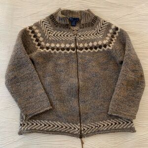 BDg Knit Cowochan Style Wool Blend Zip Up Cardigan, size L but fits Medium